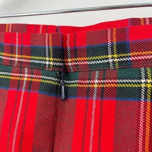 O'Neil of Dublin Plaid Irish Wool Midi Skirt Pencil Red Green Womens Size 8P - Picture 6 of 8